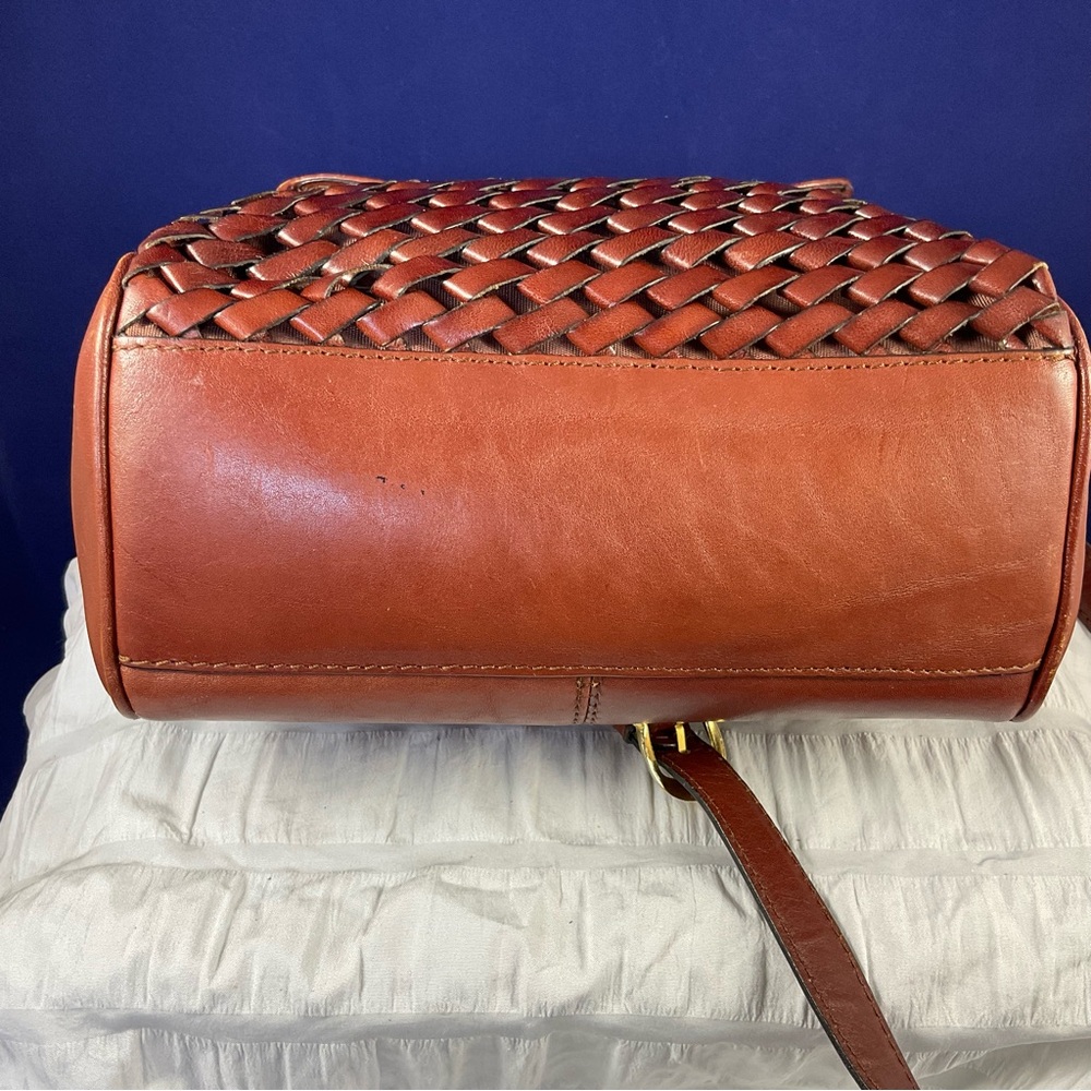 Etienne Aigner Woven Leather Crossbody in Rich Brown with Gold Hardware - Picture 9 of 16